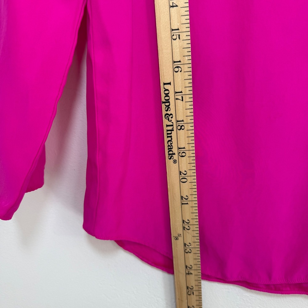 Amanda Uprichard 100% Silk Blouse Hot Pink V-Neck Barbiecore Dopamine Dressing S - Picture 12 of 12